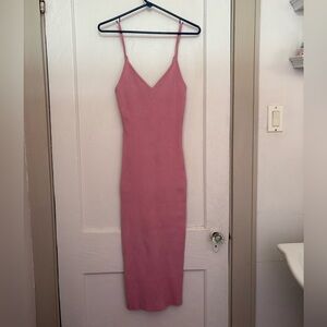 Forever 21 Pink Ribbed Midi Bodycon Dress